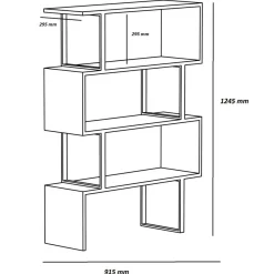 Wooden Art Bibliothèque Adriana chêne/noir - 91.5x124.5x29.5 cm