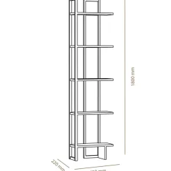 Wooden Art Bibliothèque Alice chêne/noir - 45x180x22 cm
