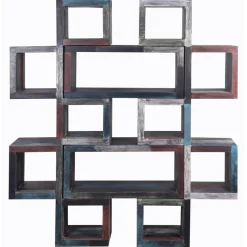 Bois & Chiffons Bibliothèque asymétrique manguier pushkar multicolore - 75x30x185 cm