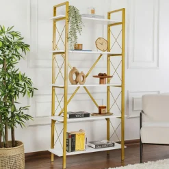 Sale Homitis Bibliothèque Elysian blanc/doré - 180x90x33.5 cm