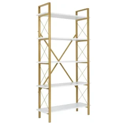 Sale Homitis Bibliothèque Elysian blanc/doré - 180x90x33.5 cm