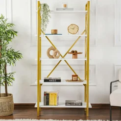 Sale Homitis Bibliothèque Elysian blanc/doré - 180x90x33.5 cm