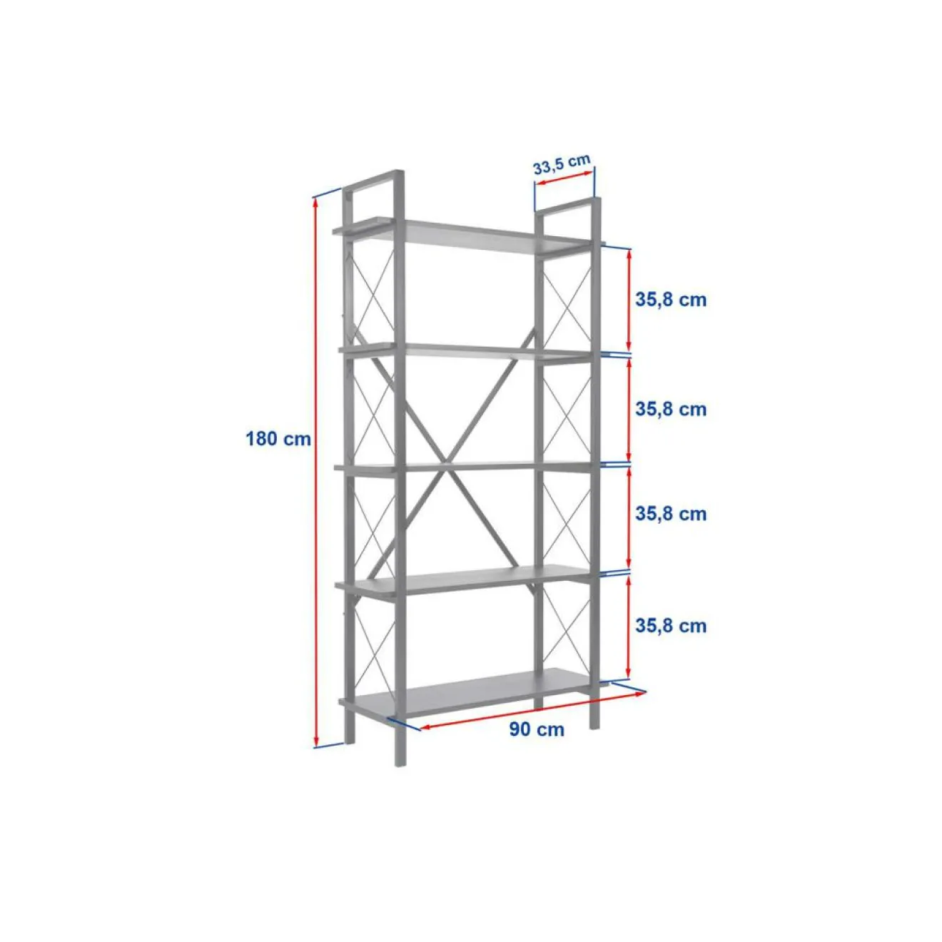 Sale Homitis Bibliothèque Elysian blanc/doré - 180x90x33.5 cm