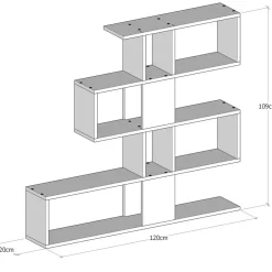 Wooden Art Bibliothèque Karlin blanc/marron - 120x109x20 cm