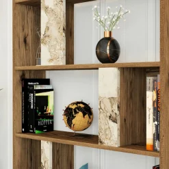 Homitis Bibliothèque Lima noyer/blanc - 90x180x20 cm