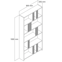 Homitis Bibliothèque Lima noyer/blanc - 90x180x20 cm