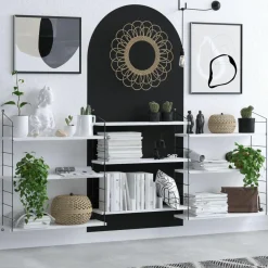 Wooden Art Bibliothèque lungo blanc/noir - 85x216x20 cm