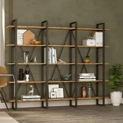 Wooden Art Bibliothèque ML4 marron - 219.6x34x180 cm