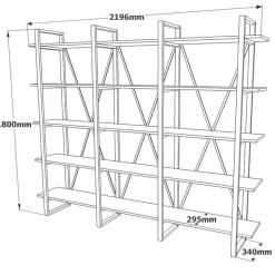 Wooden Art Bibliothèque ML4 marron - 219.6x34x180 cm