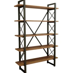 Wooden Art Bibliothèque nero noyer/noir - 100x180x24 cm