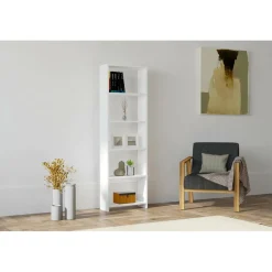 Wooden Art Bibliothèque new blanc - 160x50x19.6 cm