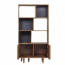Discount Bois & Chiffons Bibliothèque ouverte 2 portes Manguier Ramon Naturel - 90x40x175 cm