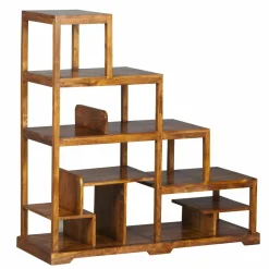 Bois & Chiffons Bibliothèque ouverte escalier Acacia Dharma II Marron - 124x44x120 cm