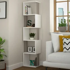 Wooden Art Bibliothèque Piri blanc/mocha - 35x161x30 cm