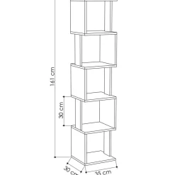 Wooden Art Bibliothèque Piri blanc/mocha - 35x161x30 cm
