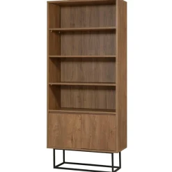 Sale Wooden Art Bibliothèque Rea noir/marron - 80x36x182 cm