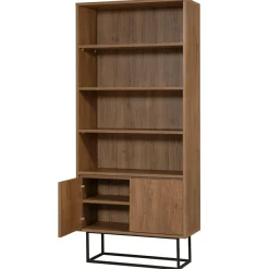 Sale Wooden Art Bibliothèque Rea noir/marron - 80x36x182 cm