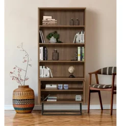 Sale Wooden Art Bibliothèque Rea noir/marron - 80x36x182 cm