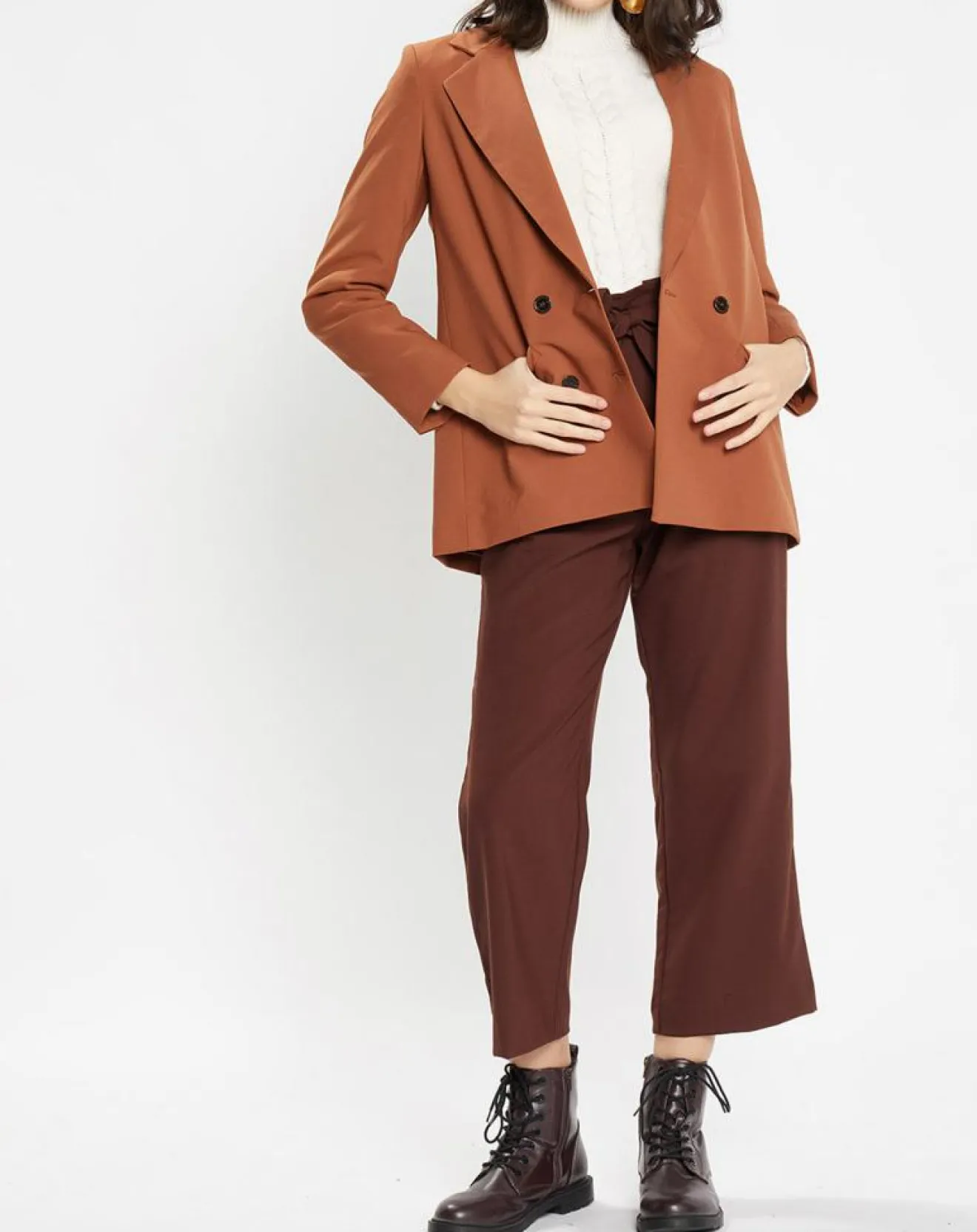 Femme Galeries Lafayette Blazer croisé en Laine mélangée Celeste marron