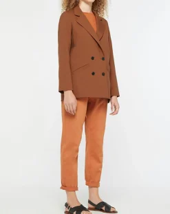 Femme Galeries Lafayette Blazer croisé en Laine mélangée Celeste marron