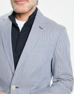 Best Hackett London Blazer en Coton & Lin Milleraie bleu/blanc