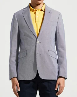 Best Hackett London Blazer en Coton & Lin Milleraie bleu/blanc