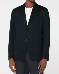 Homme Galeries Lafayette Blazer en Laine & Lin mélangés Stretch Laveste bleu marine