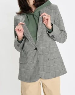 Femme Marc O'Polo Blazer en Laine mélangée à carreaux gris