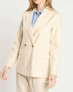 New Scotch & Soda Blazer en Lin mélangé écru