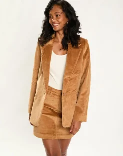 Femme Esprit Blazer en Velours camel