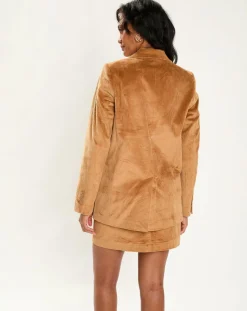 Femme Esprit Blazer en Velours camel