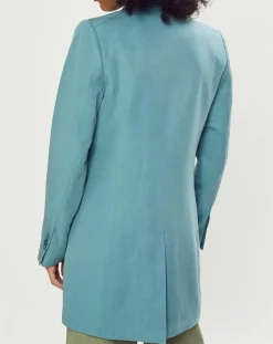 Online Esprit Blazer long en Lin mélangé bleu turquoise