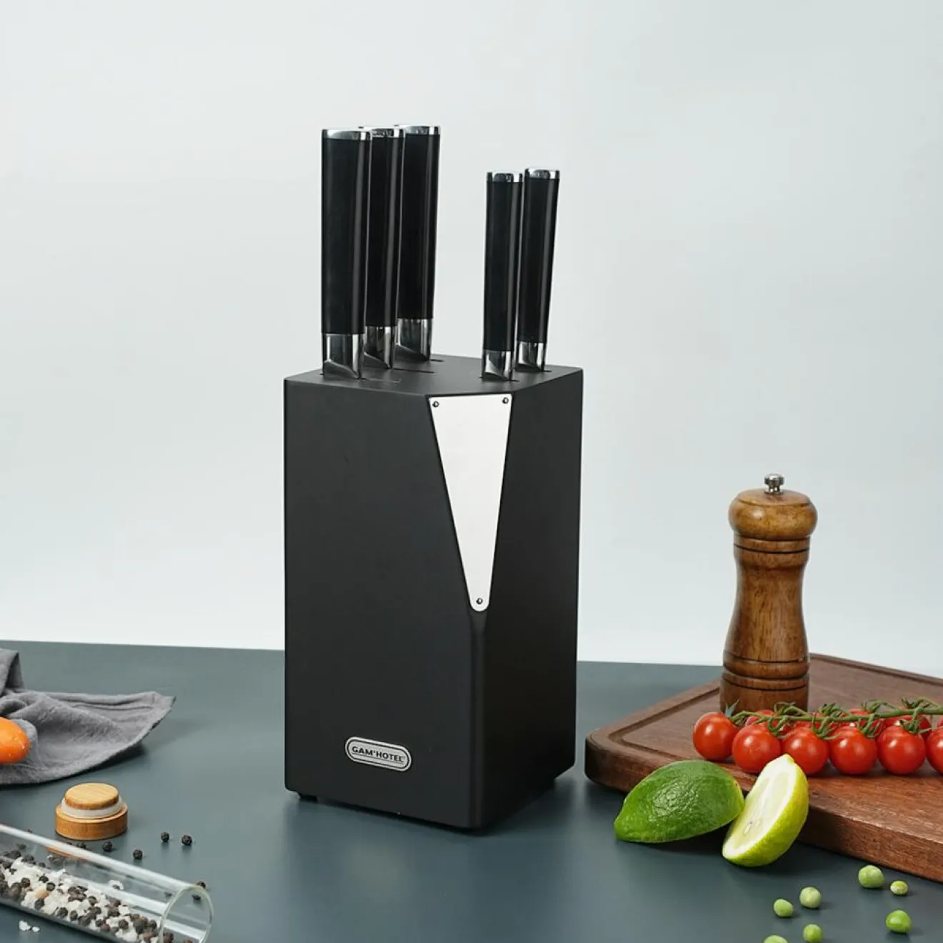 Gam'Hotel Bloc + 5 couteaux Steel noir