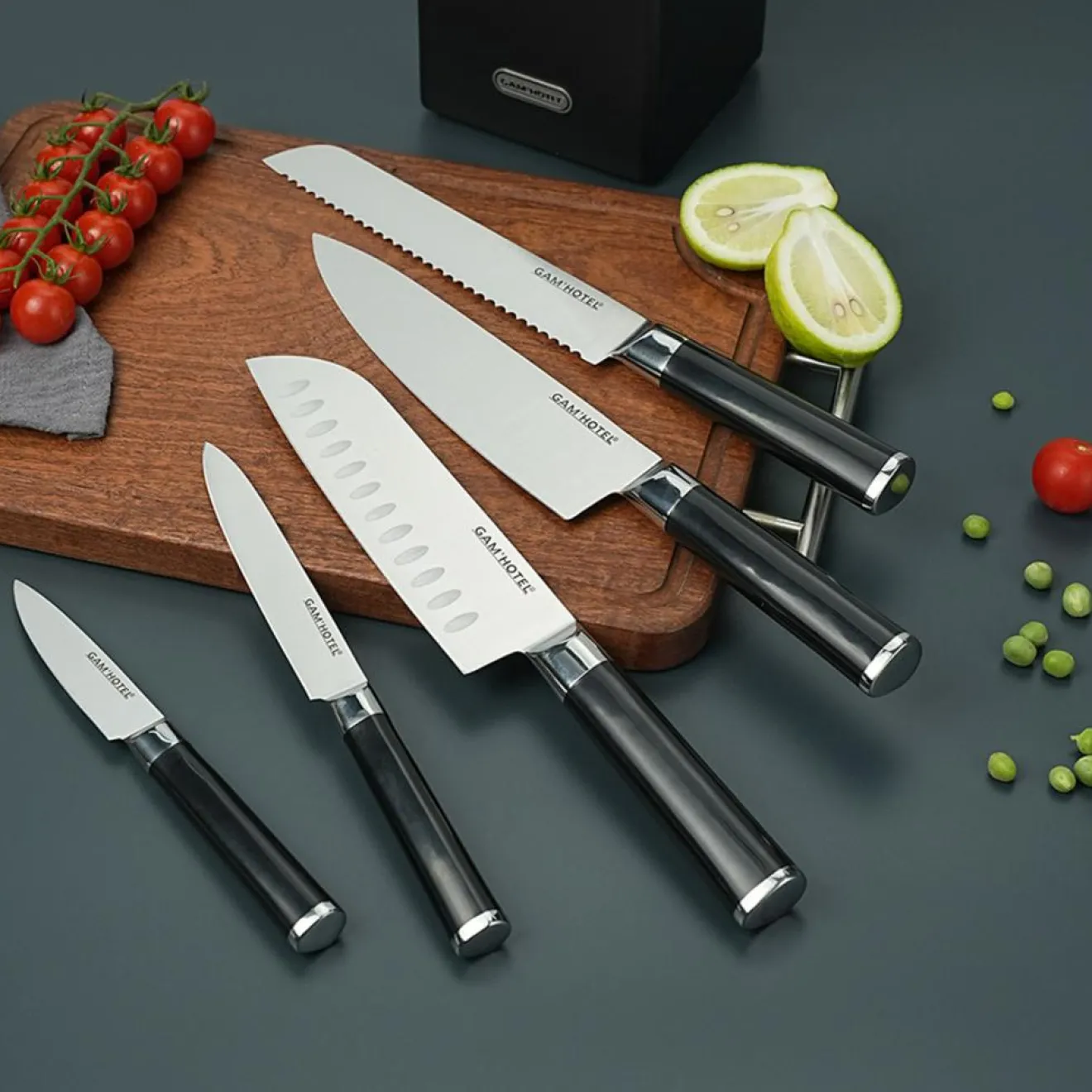 Gam'Hotel Bloc + 5 couteaux Steel noir