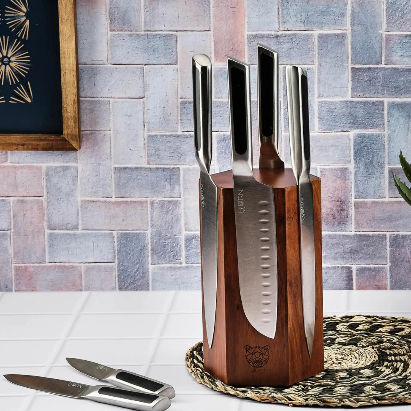 Bjorn Bloc avec couteaux de cuisine Loki Imatra inox mat - 7 pièces