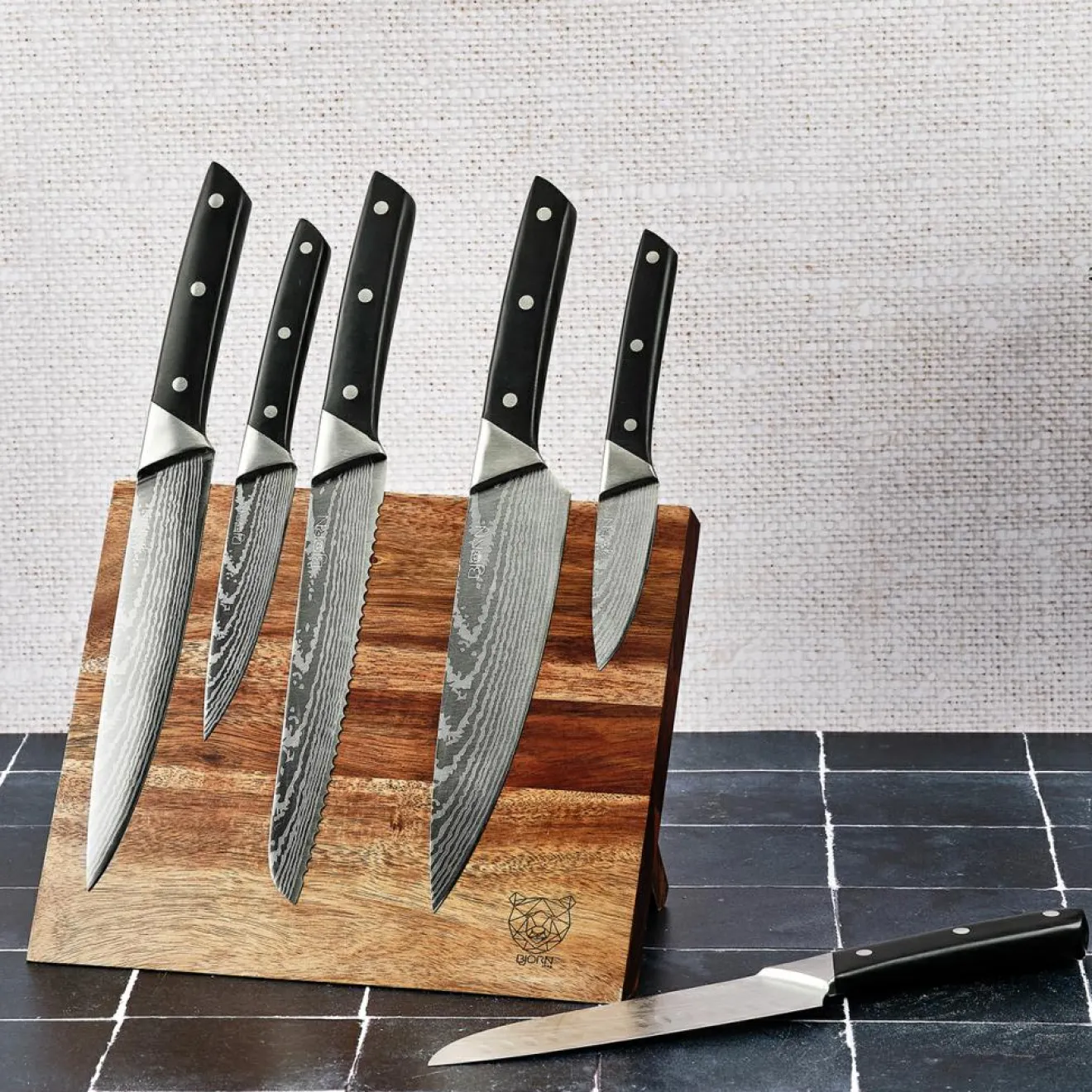 Bjorn Bloc avec couteaux de cuisine Erling Vantaa - 7 pièces