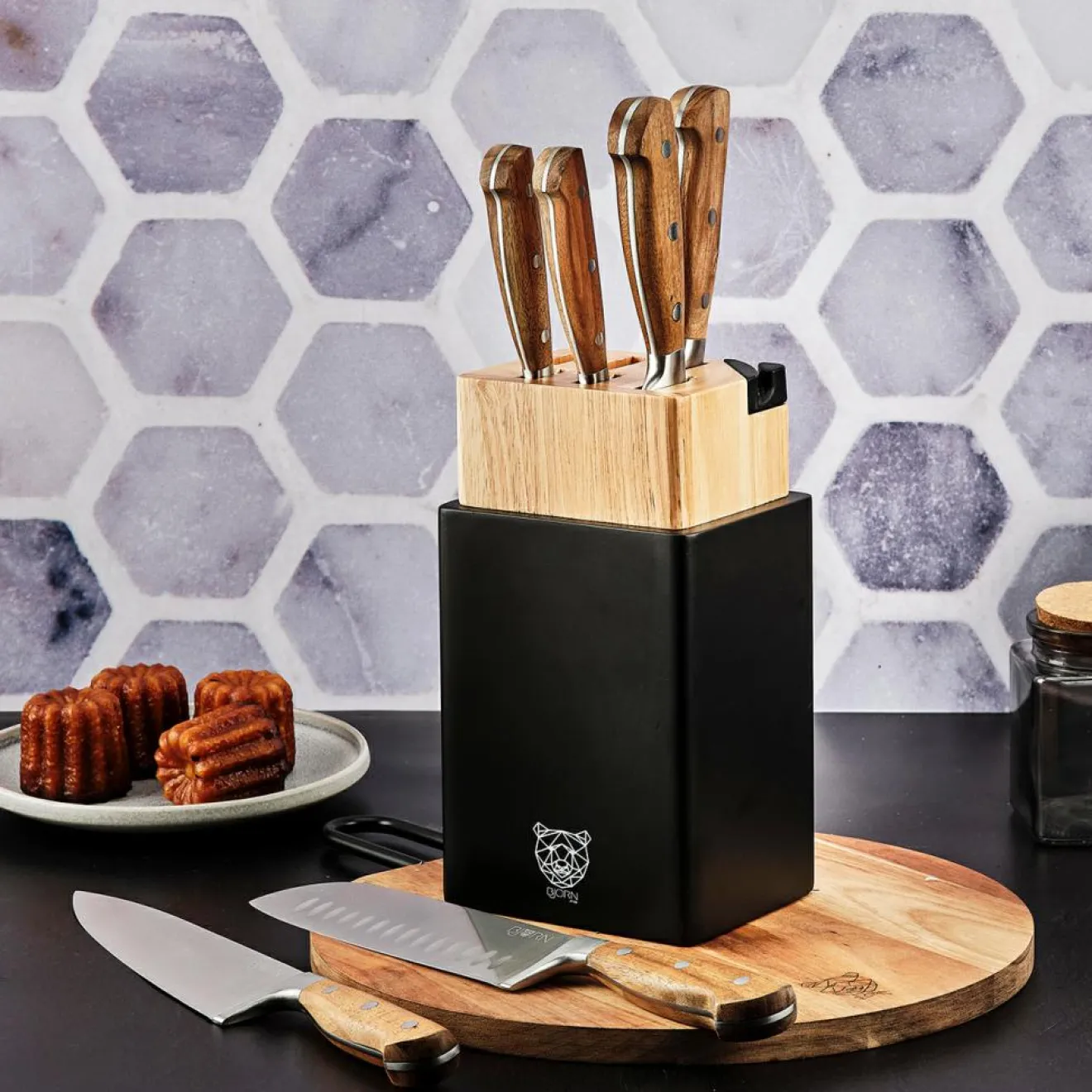 Best Bjorn Bloc avec couteaux de cuisine Jakob Porvoo bois mat - 8 pièces