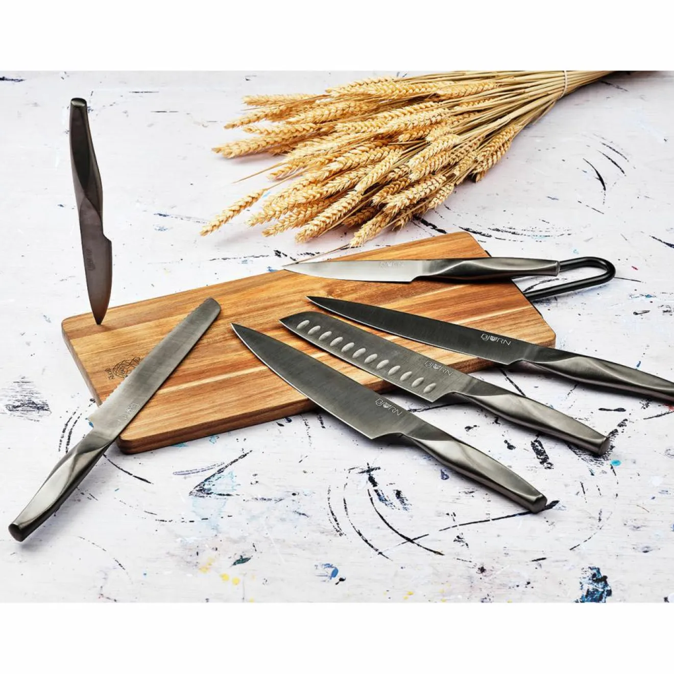 Bjorn Bloc avec couteaux de cuisine Larus Porvoo gris métal - 8 pièces