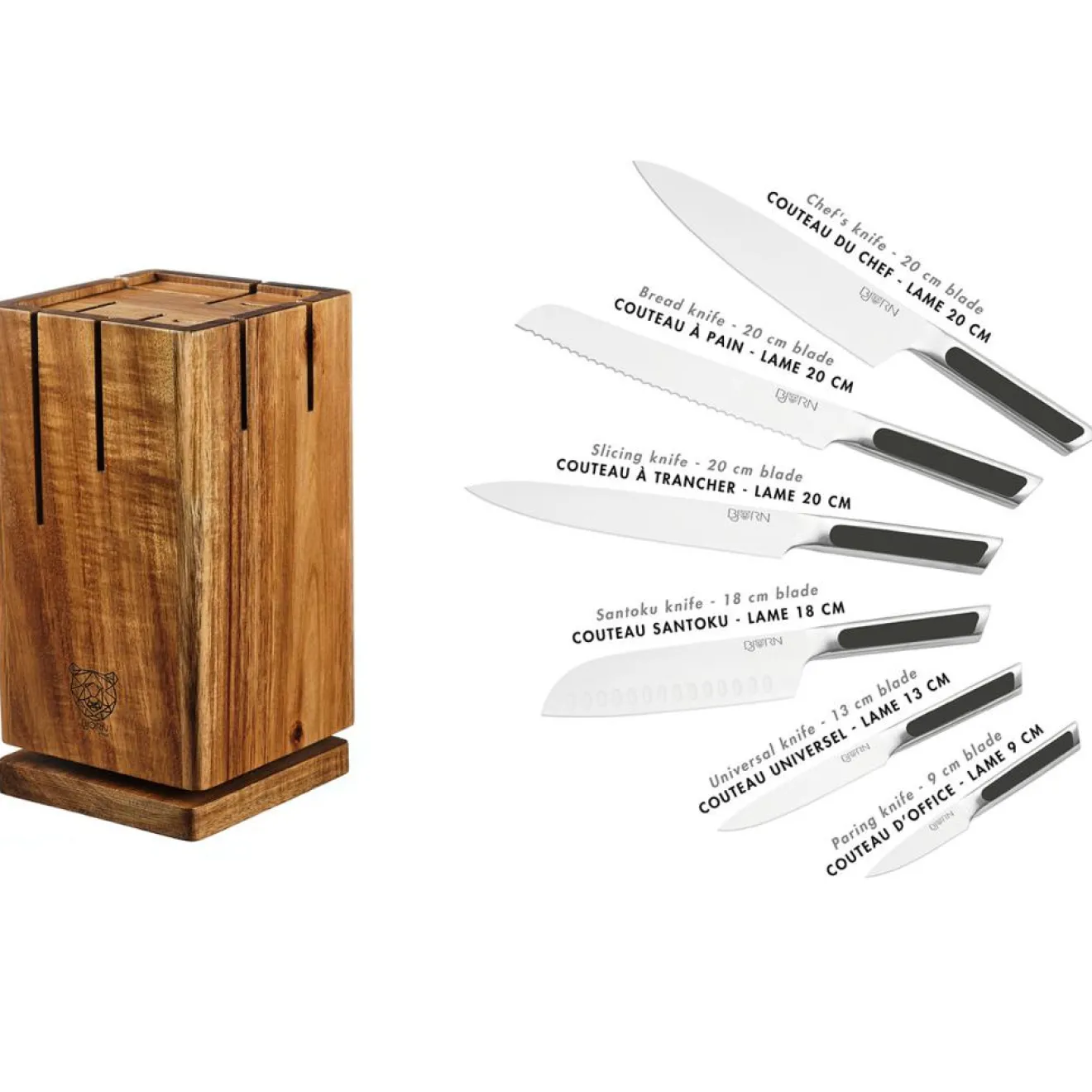 Outlet Bjorn Bloc avec couteaux de cuisine Loki Skagen inox mat - 7 pièces
