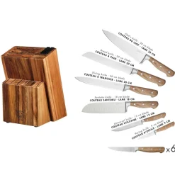 New Bjorn Bloc avec couteaux de cuisine et couteaux à steak Jakob Loviisa bois mat - 14 pièces