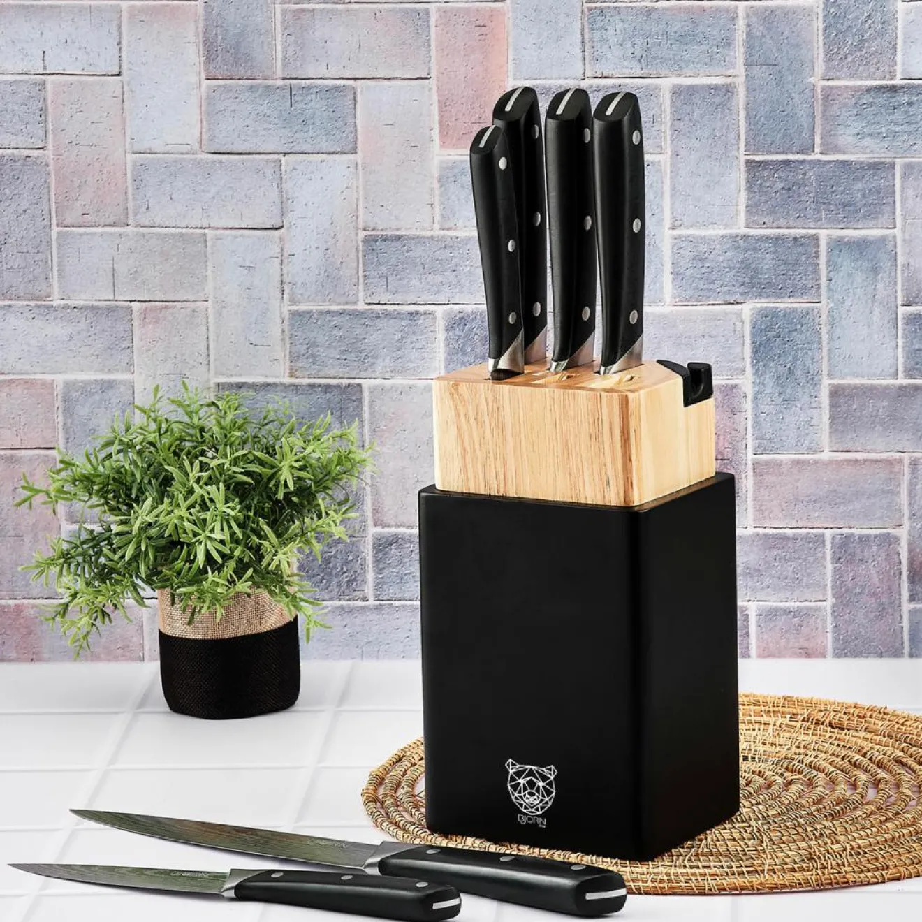 Bjorn Bloc avec couteaux de cuisine Erling Porvoo - 8 pièces