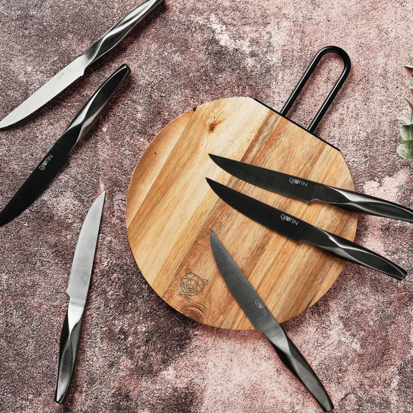 Bjorn Bloc avec couteaux de cuisine et couteaux à steak Larus Loviisa gris métal - 14 pièces