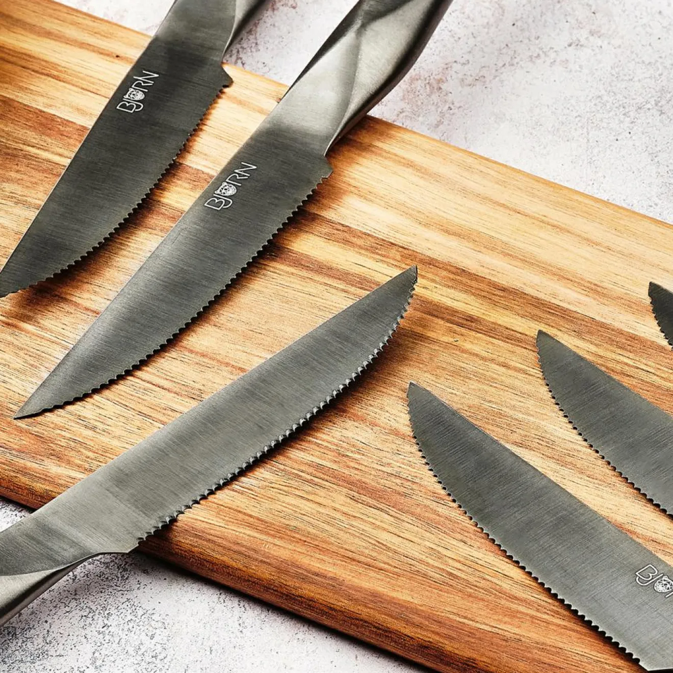 Bjorn Bloc avec couteaux de cuisine et couteaux à steak Larus Loviisa gris métal - 14 pièces