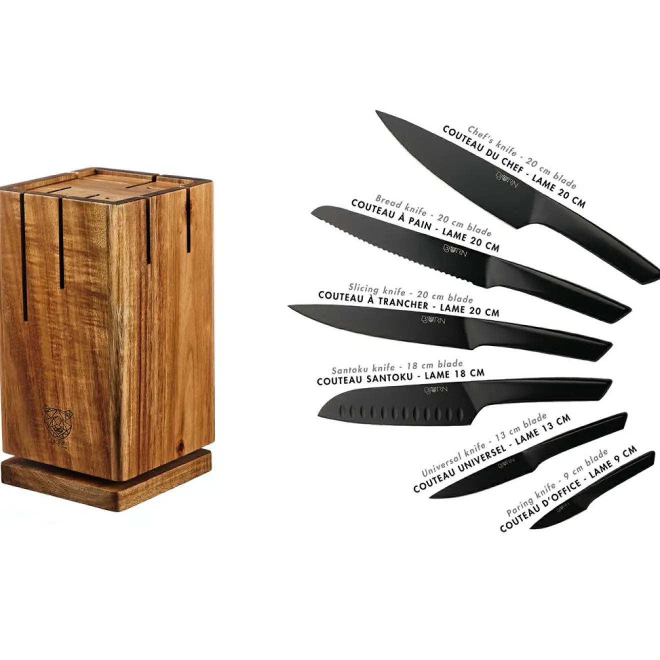 Best Bjorn Bloc avec couteaux de cuisine Jensen Skagen - 7 pièces
