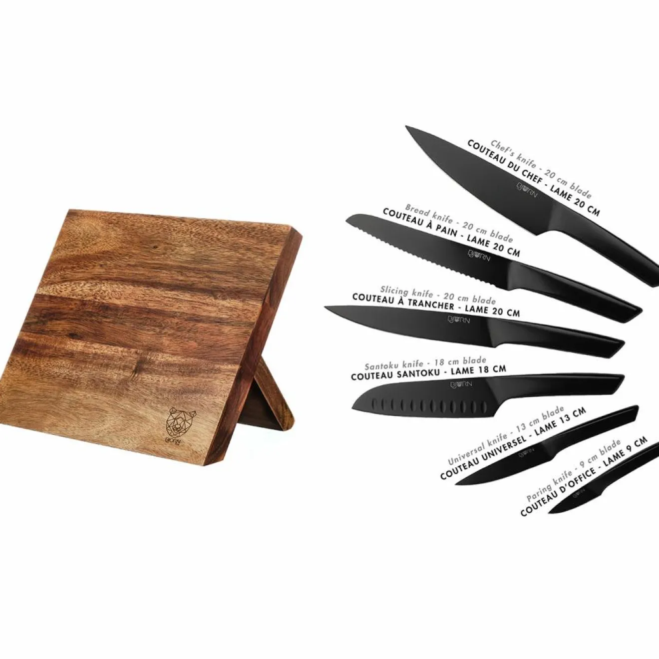 Bjorn Bloc avec couteaux de cuisine Jensen Vantaa - 7 pièces
