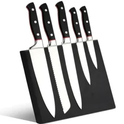 Gam'Hotel Bloc magnétique 5 couteaux Hiro noir/rouge - 26x20.2 cm