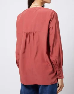 Femme Esprit Blouse à encolure en V lenzing™ ecovero™ rouge terracotta