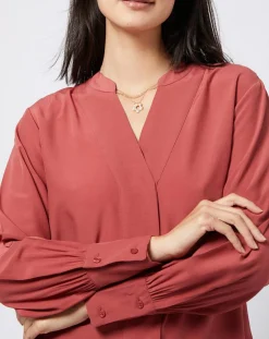 Femme Esprit Blouse à encolure en V lenzing™ ecovero™ rouge terracotta