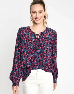 Femme Esprit Blouse à lacets print multicolore