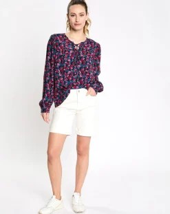 Femme Esprit Blouse à lacets print multicolore